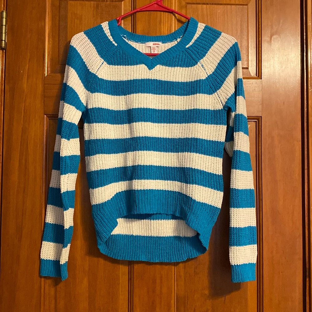 BONGO Blue & White Striped Sweater